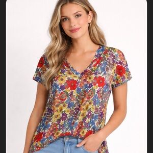 NATURAL LIFE Colorful Floral Blouse